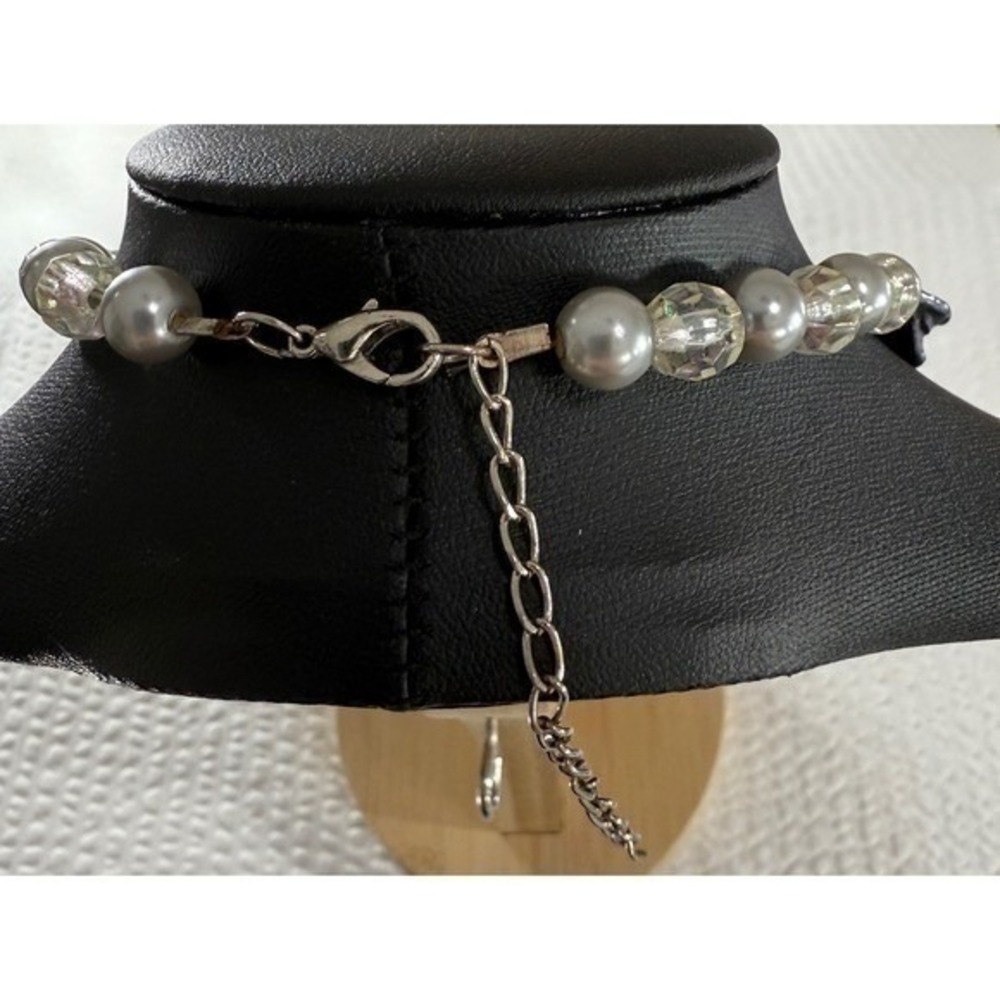 Beaded Shell Necklace About 20 Inch Grey Iridescent Faux Pearl Extender Jewelry - Picture 7 of 7